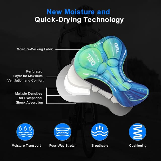 Detalle 2 de ASTRYON Men’s 5D Padded MTB Cycling Shorts Liner Undershorts