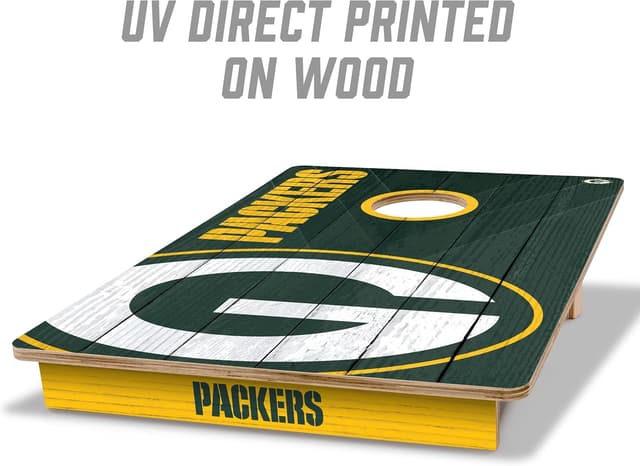Detalle de YouTheFan NFL 2’ x 3’ All-Wood Cornhole Game with Logo Bags