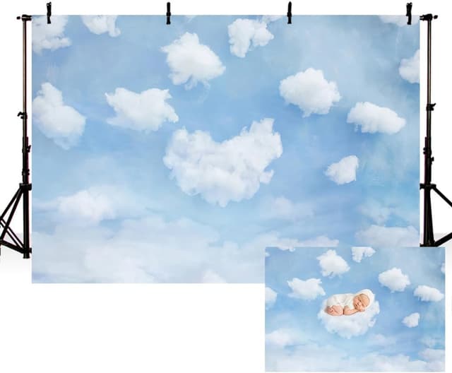 Detalle 2 de MEHOFOND 5x7ft blue sky white clouds stars photography backdrop (fabric, foldable)
