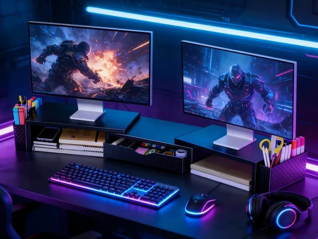 Thumbnail 6 de Spacrea Dual Monitor Stand Riser with Drawer 🖥