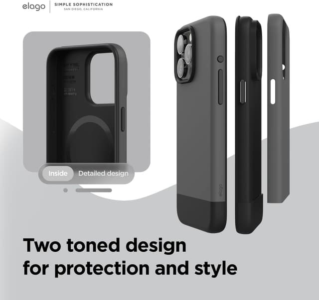 Thumbnail 2 de elago Magnetic Glide pour iPhone 15 Pro coque MagSafe, gris foncé/ noir