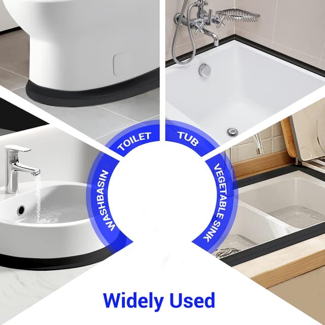 Detalle 2 de TATUNER Bath Sealant Strip self-adhesive caulk tape for bathroom corners (black, 1.5in, 1 pc)