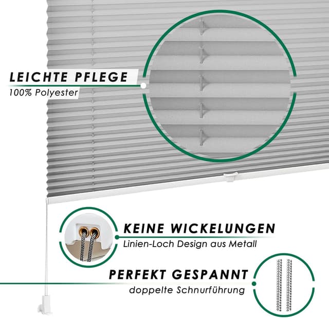 Detalle 2 de Allesin Plissee Klemmfix 70x210 cm 🪟