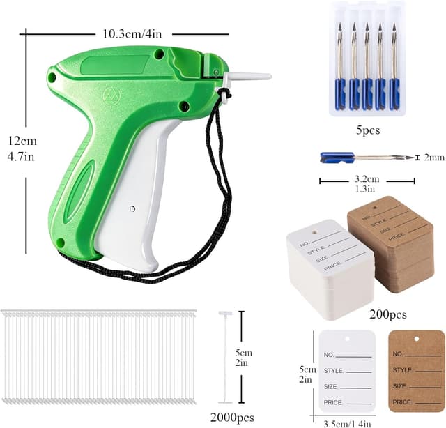 Detalle 2 de ilauke Etikettierpistole-Set für Textil (mit 5 Ersatznadeln, 2000 Heftfäden, 200 Tags)