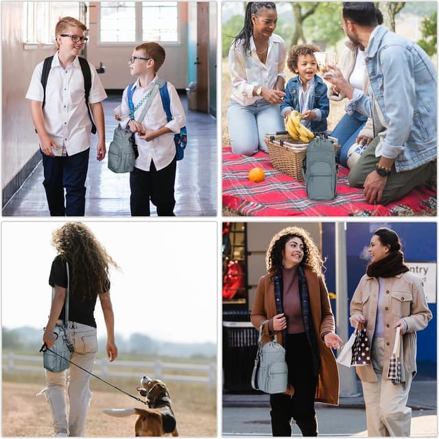 Detalle de Sportsnew insulated water bottle carrier sling bag (1L) with phone pocket – Blue