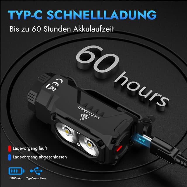 Detalle de WUBEN E7 Torcia ricaricabile mini EDC da 1800 lumen con magnete e ricarica USB-C