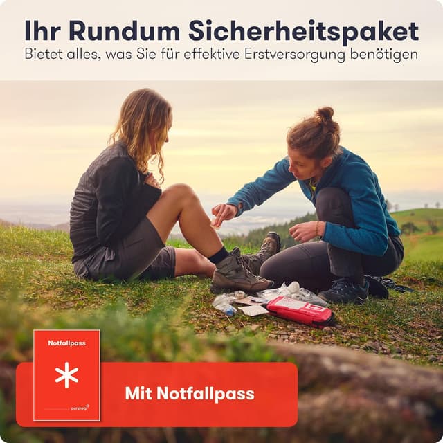 Detalle 2 de Erste Hilfe Set Outdoor „PURAHELP“ – kompakt, leicht und mit 95 Teilen für Wandern, Camping & Fahrrad