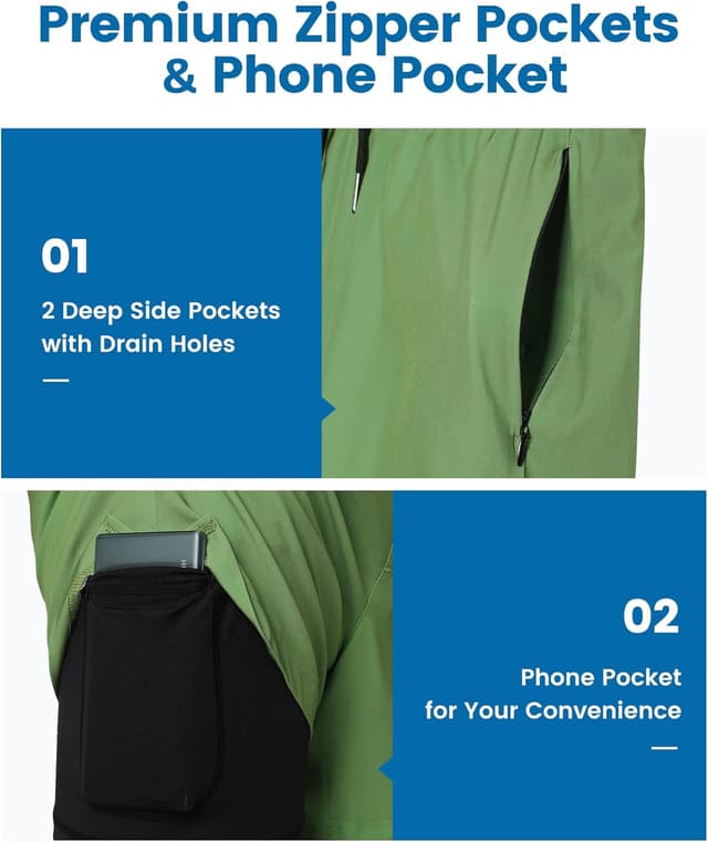 Detalle 2 de MaaMgic Herren Badehose mit Kompression (2-in-1) und Innenhose, 14 cm Innenlänge, schnelltrocknend