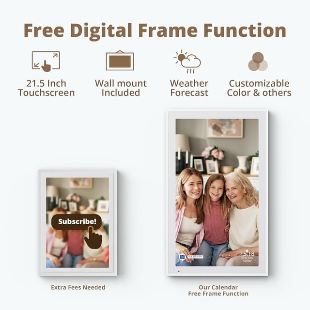 Detalle 2 de Dragon Touch TM21 Blanc — calendrier numérique mural 21,5" (FHD) avec écran tactile et mémoire 32 Go