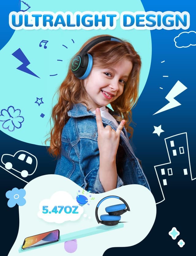 Detalle 2 de iClever Kopfhörer Kinder USB C 85 dBA