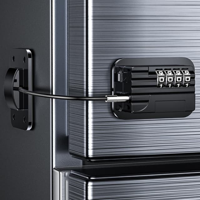 Detalle de Kühlschrank Schloss mit Code ohne Bohren (selbstklebend) – Kindersicherung mit Passwort für Kühlschrank, Gefrierfach & mehr, Schwarz (1 Stück)