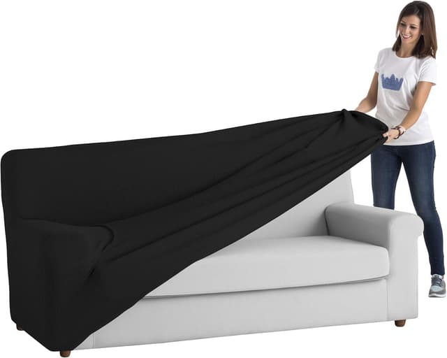Detalle 2 de textil-home Funda elastica TEIDE 3 plazas, negro, 180-240 cm 🛋
