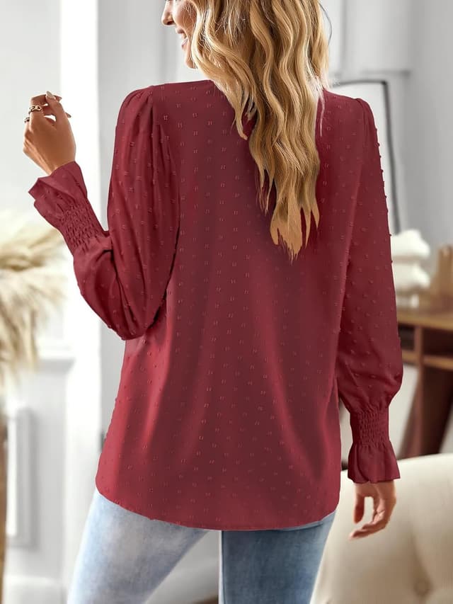 Detalle 1 de Falechay Boho Tops V Neck Swiss Dot 2026