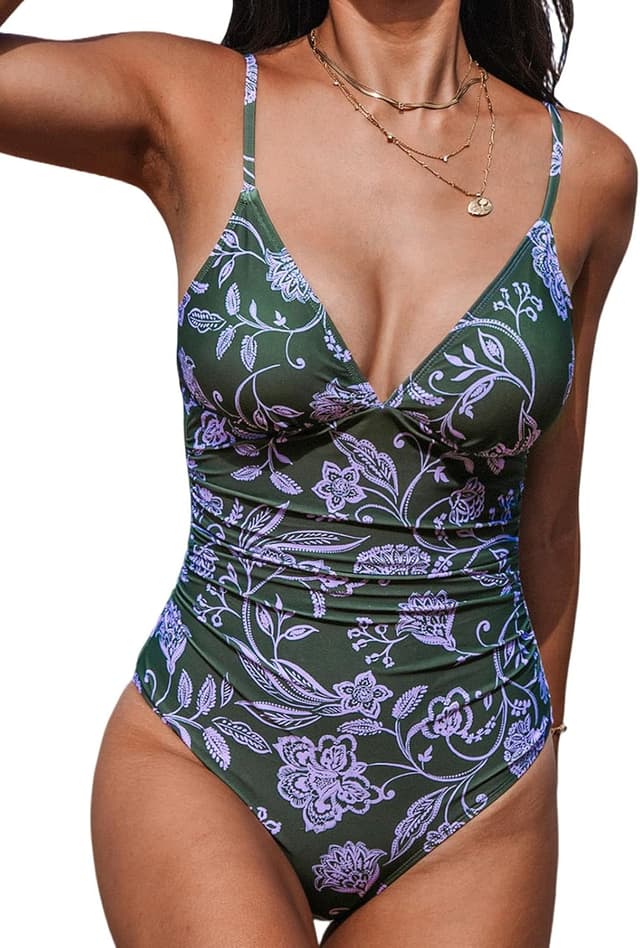 Thumbnail 6 de CUPSHE maillot de bain une pièce femme à col en V profond, bonnets rembourrés et bretelles spaghetti réglables