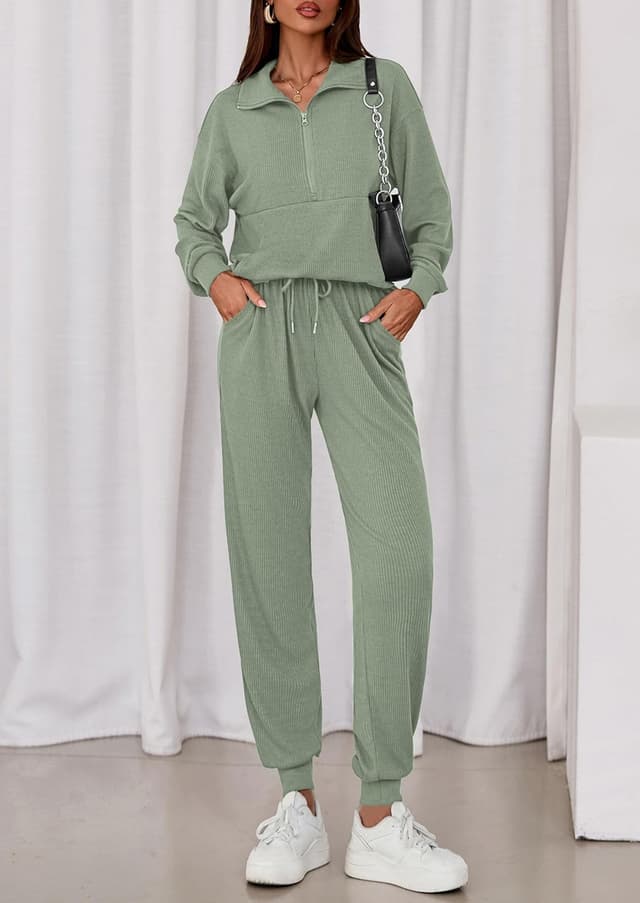Thumbnail 6 de PRETTYGARDEN Women’s Fall 2-Piece Lounge Set (Half-Zip Sweatshirt + Jogger Pants)