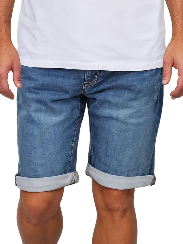 Detalle de MUSTANG Jeans-Shorts Herren mit Stretch im Regular Fit (Chicago) – Sommer-Denim in Blau/Grau/Schwarz/Beige/Grün