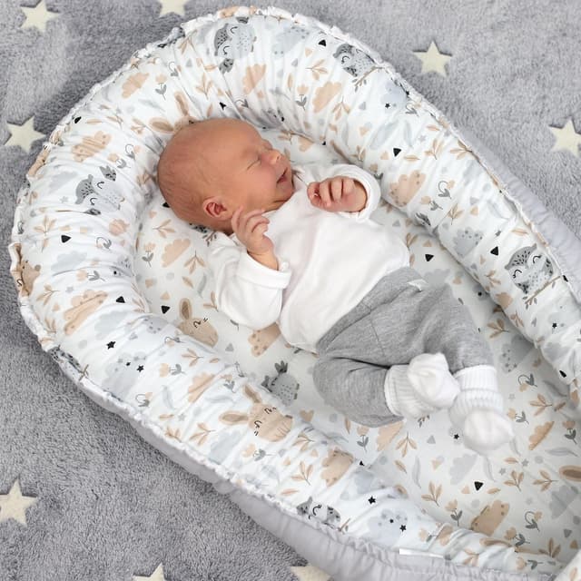 Thumbnail 4 de Búhos Gris Claro - Nido bebé colecho 90x50 cm 🦉