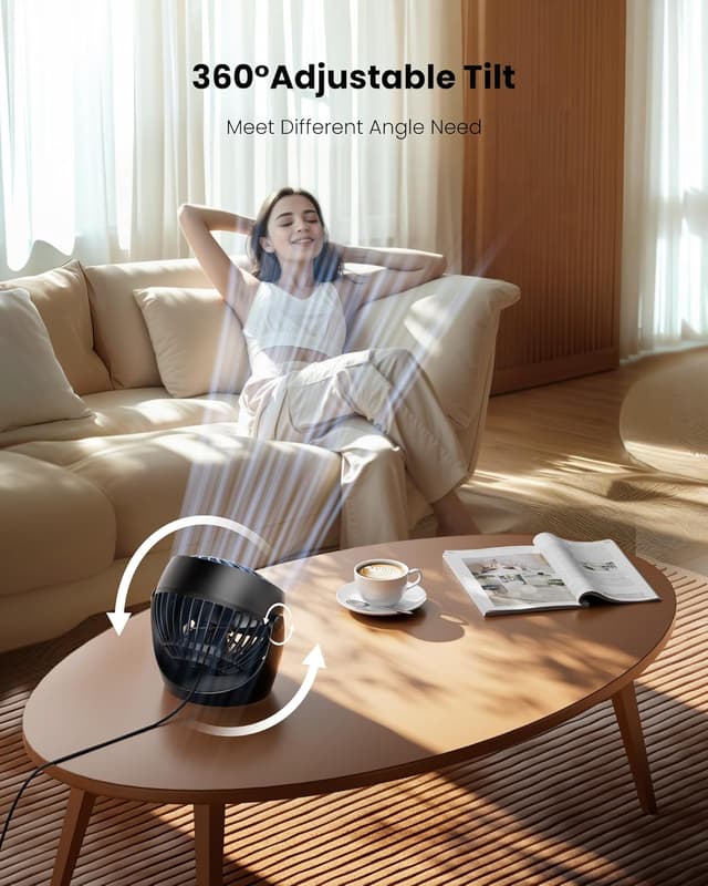 Detalle de Gaiatop Desk Fan (5-Inch) Portable Electric Table Fan with 3 Speeds and 360° Adjustable Tilt