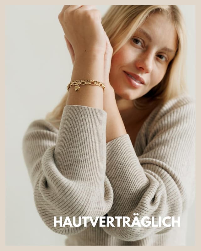 Thumbnail 1 de GD GOOD.designs Armband Herz für Damen – verstellbare Mehrreihen-Charmkette mit 18K-Goldüberzug (14,5–19,5 cm)