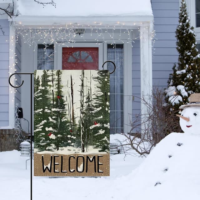 Thumbnail 4 de Dyrenson Welcome Winter Forest 12 x 18 Garden Flag ๐