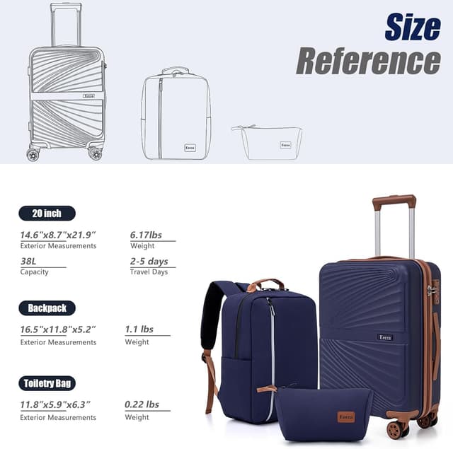 Thumbnail 6 de Eeeza Carry On Luggage Set 20 Inch Spinner