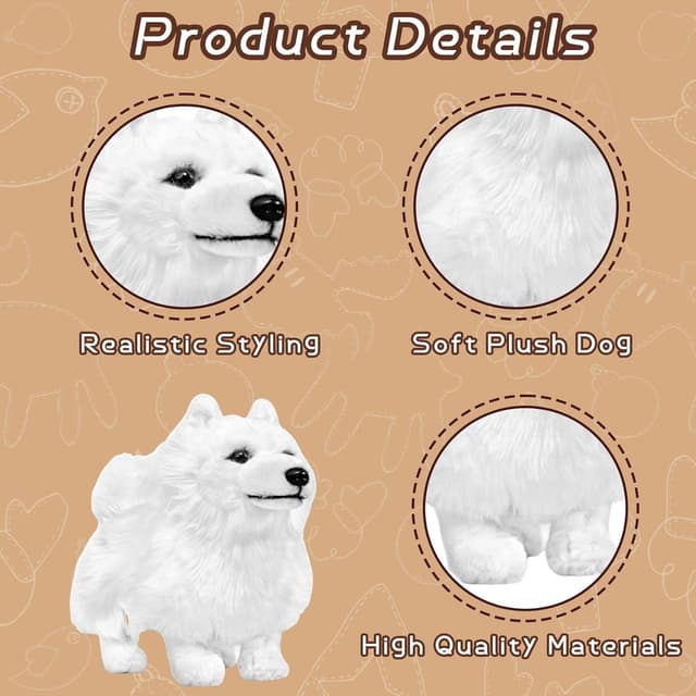 Detalle 2 de lilizzhoumax Samoyed plush dog 32 cm