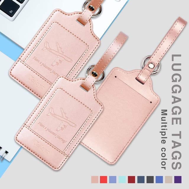Detalle de Teskyer 3 Pack PU Leather Luggage Tags with Name ID Card (noticed, durable travel accessories)