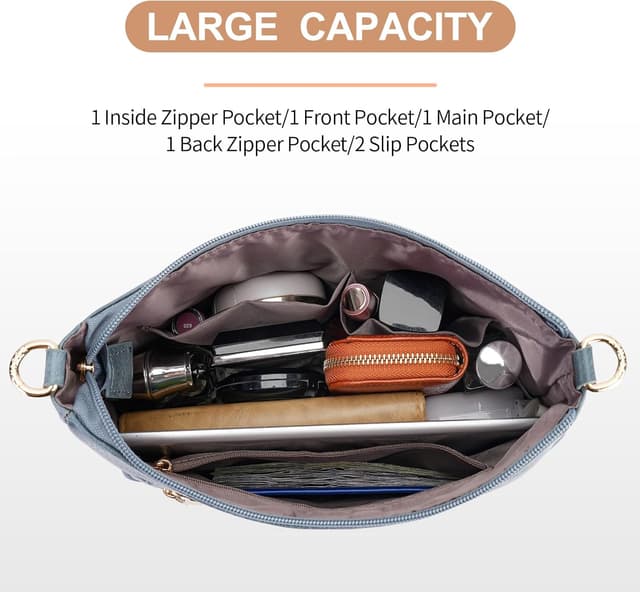 Detalle 2 de APHISON Damen Klein-Umhängetasche Crossbody mit Sonnenblumen-Lochmuster, blau (veganes Leder)