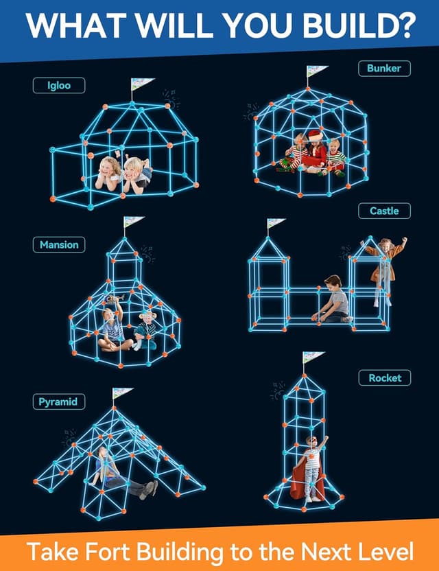 Detalle 2 de besrey Kids Fort Building Kit & Den Building Kit (133 pcs) with Toss Game