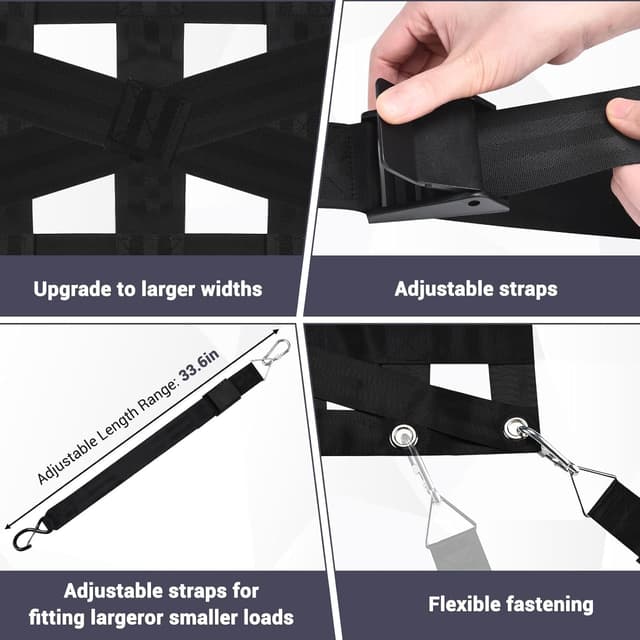 Detalle de Heavy Duty Heckklappe Netz für LKW-Bett – Cargo Net mit 4 verstellbaren Riemen und Karabinerhaken