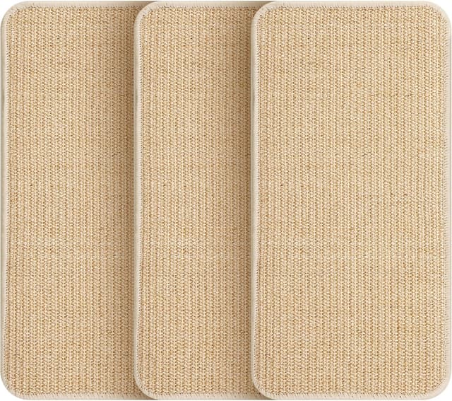 Detalle de HAOYULUO 3er Kratzmatte Katze aus Sisal (50 x 25 cm) – Kratzbrett zum Schutz von Möbeln & Teppichen