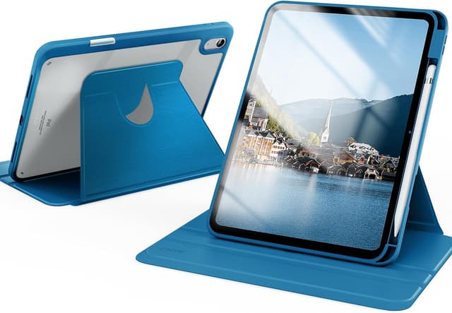 Detalle de CACOE 360 Rotating Case for iPad (A16) 11th/10th Gen with Pencil Holder, Peacock Blue