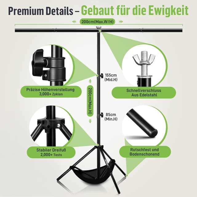 Thumbnail 1 de Heysily Fotohintergrund Schwarz 2x2m