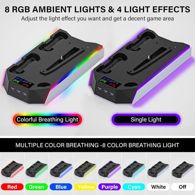 Detalle de ZRZLMVP PS5 cooling station stand RGB