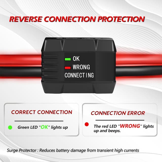 Detalle de NOONE 2 Gauge 20FT Heavy-Duty Jumper Cables (800A) with Reverse Polarity Protection for SUVs & Trucks