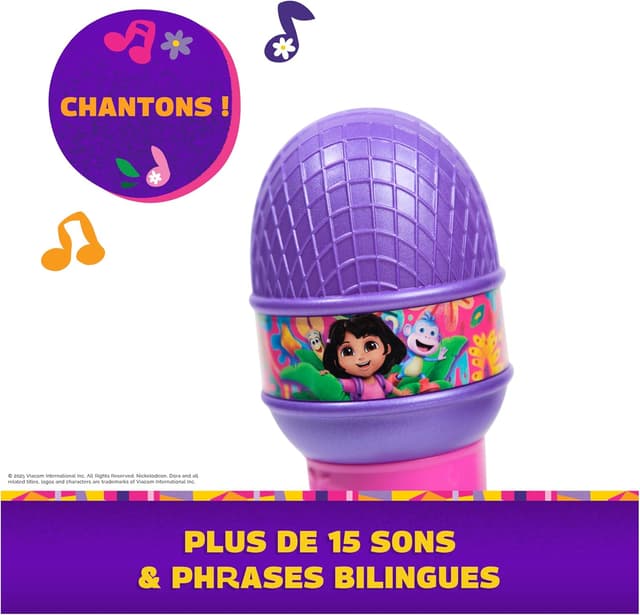 Detalle de Dora Micro à fonctions de la forêt tropicale – micro musique 18 cm, 4 chansons & 9 sons, bilingue FR/EN