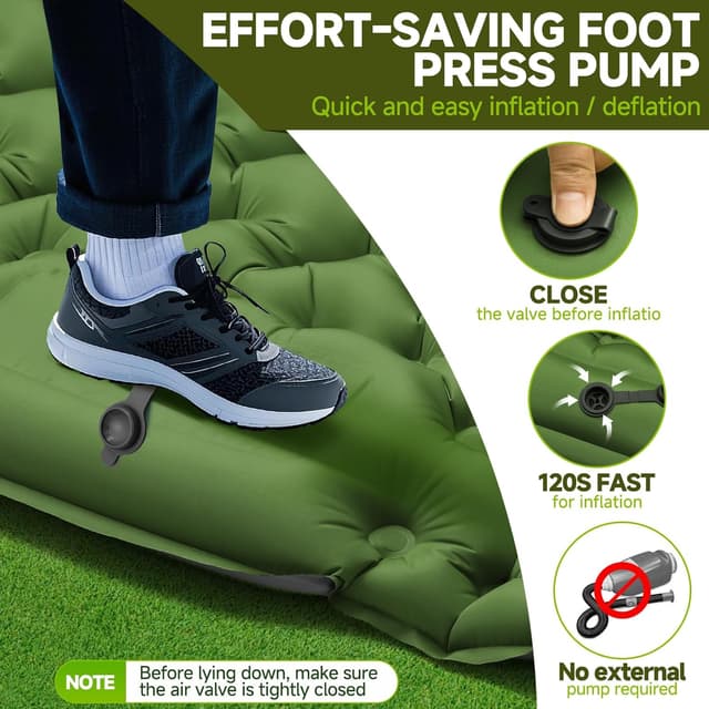 Detalle de FORRINX Materassino da campeggio autogonfiante per 2 persone 200 x 130 cm ultraleggero