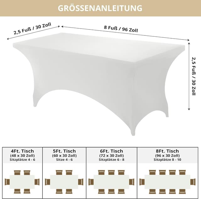 Detalle de Utopia Kitchen Spandex Tischtuch 244x76x76 cm 2er Pack