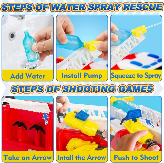 Thumbnail 3 de 15" Large Fire Truck Toy for Kids with Ladder