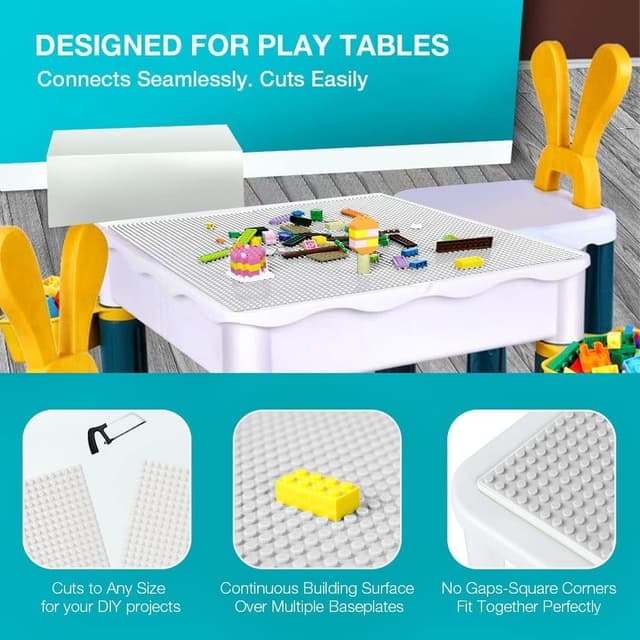 Detalle de Guihumz 8 Platten-Set Bauplatte (Grundplatte) 25,5 × 25,5 cm, weiß – kompatibel mit vielen Marken