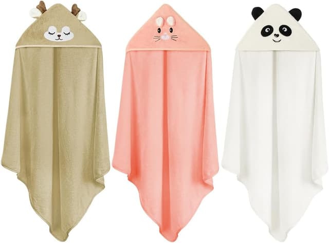 Thumbnail 1 de Aolso Cape de Bain Bébé à Capuche 3pcs 80x80