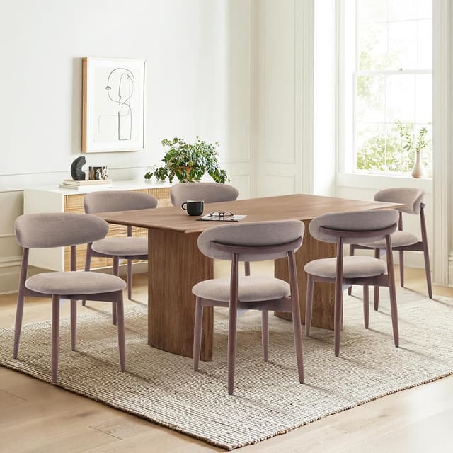 Detalle de COLAMY Modern Dining Chairs Set with Wooden Legs – upholstered fabric dining chairs