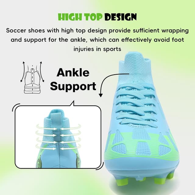 Detalle de WOwallet Kinder-Fußballschuhe mit hohem Schaft für Jungen & Mädchen – robuste Outdoor-Sportschuhe