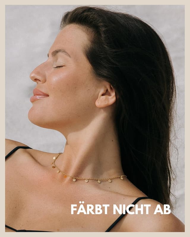 Detalle de GD GOOD.designs Kette mit Coin Plättchen – wasserfeste Boho-Halskette mit 11 runden Anhängern