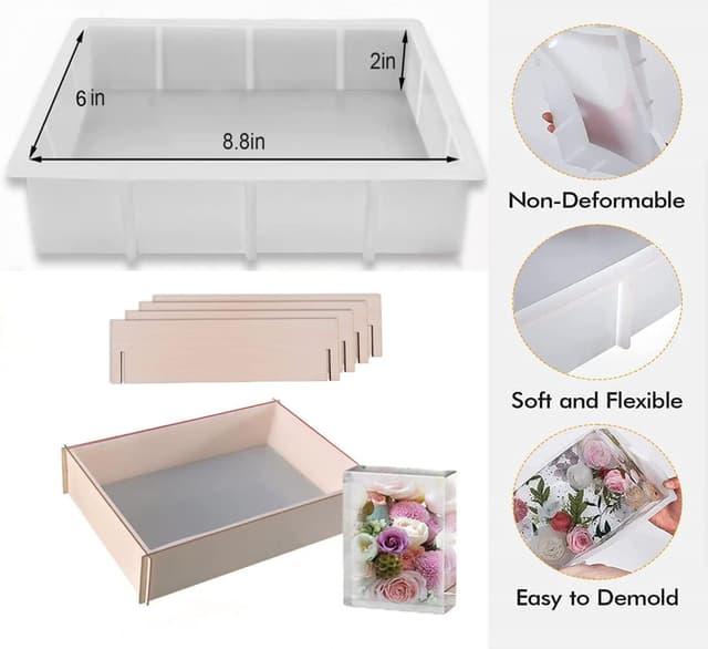 Thumbnail 5 de Silikonformen Epoxidharz Groß Rechteckig 8.8×6×2 inch