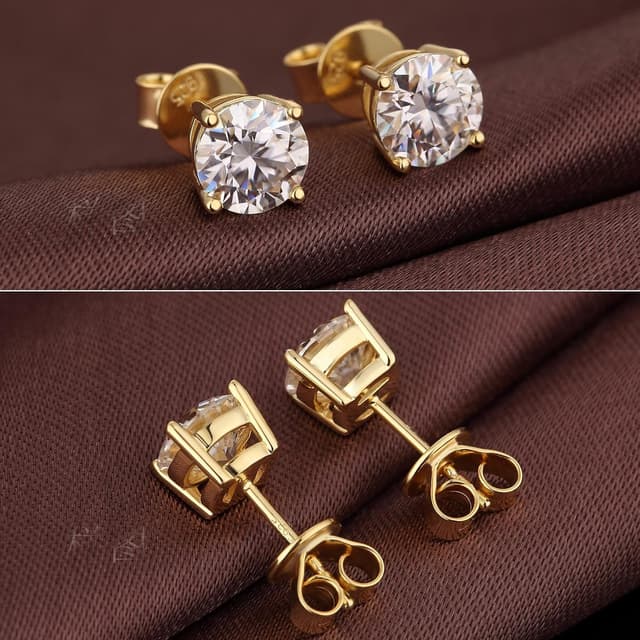 Detalle de Miaofu Moissanit-Ohrstecker aus 925 Sterling-Silber (S925) – Herren & Damen mit Rücksicherung