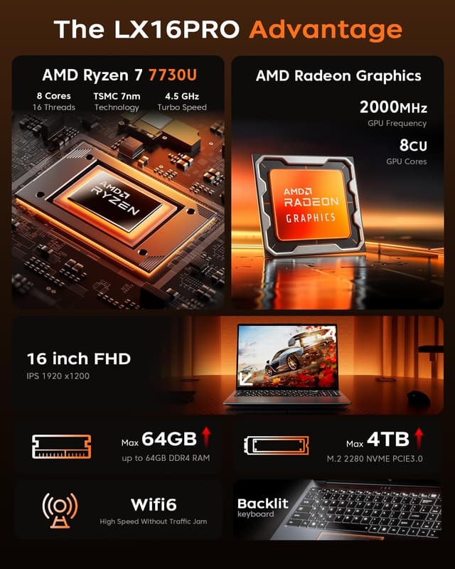 Thumbnail 1 de KAIGERR 16.0 Inch Gaming Laptop Ryzen 7