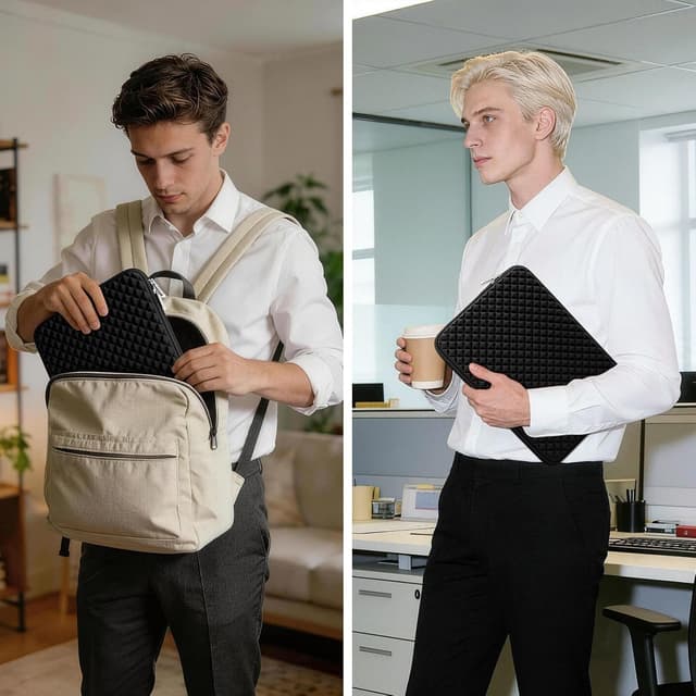 Detalle de RAINYEAR 11–13 Inch Laptop Sleeve (Black) with Diamond Foam Shock Protection