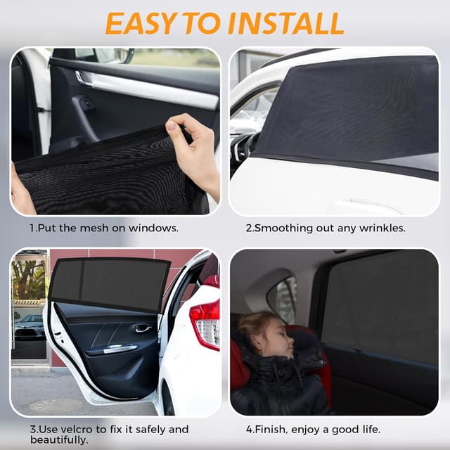 Detalle de Sonnenschutz Auto Baby CNMTCCO – 2-teiliges Auto-Netz mit UV- und Blendschutz für die Heckscheibe