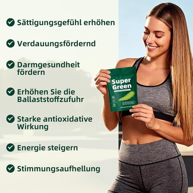 Thumbnail 3 de Grüne Entgiftungspulver (200 g) – Superfood Greens Pulver mit Spirulina, Gerstengras, Kurkuma & Vitamin D3